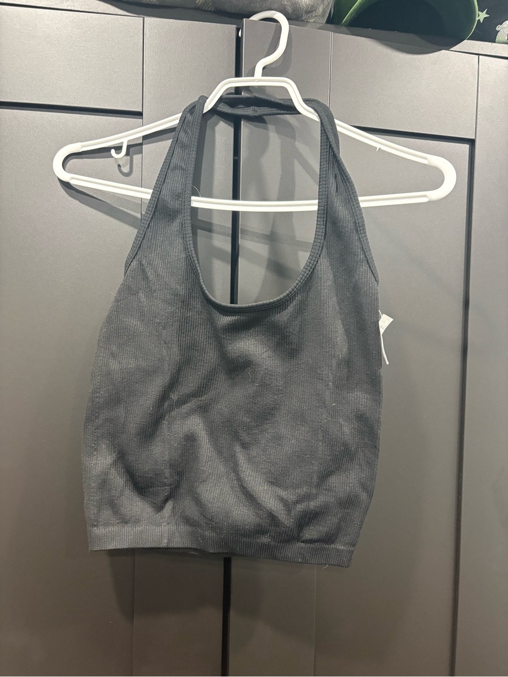 American Eagle Outfitters Black Ribbed Halter Style Tank Top
